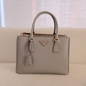 Gray Medium Prada Galleria Saffiano Leather Bag